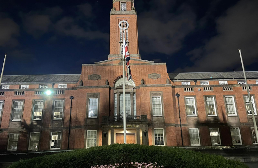 Trafford Town Hall at night