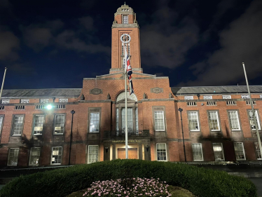 Trafford Town Hall at night